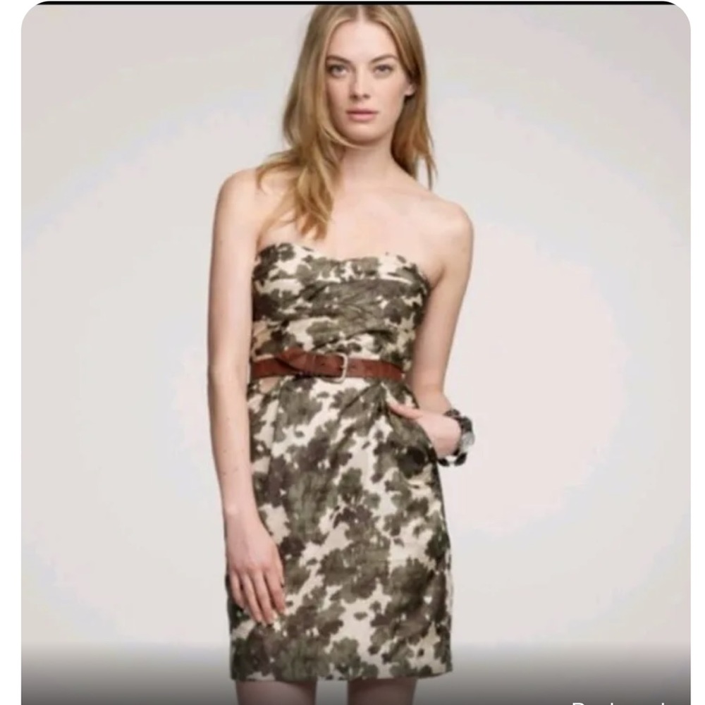 J CREW CAMO STRAPLESS DRESS
